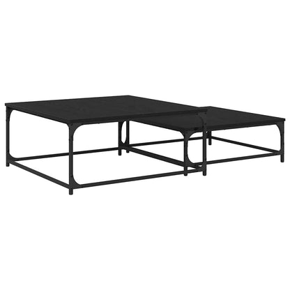 Coffee Table 2 pcs Black Oak 80 x 80 x 35 cm Engineered Wood