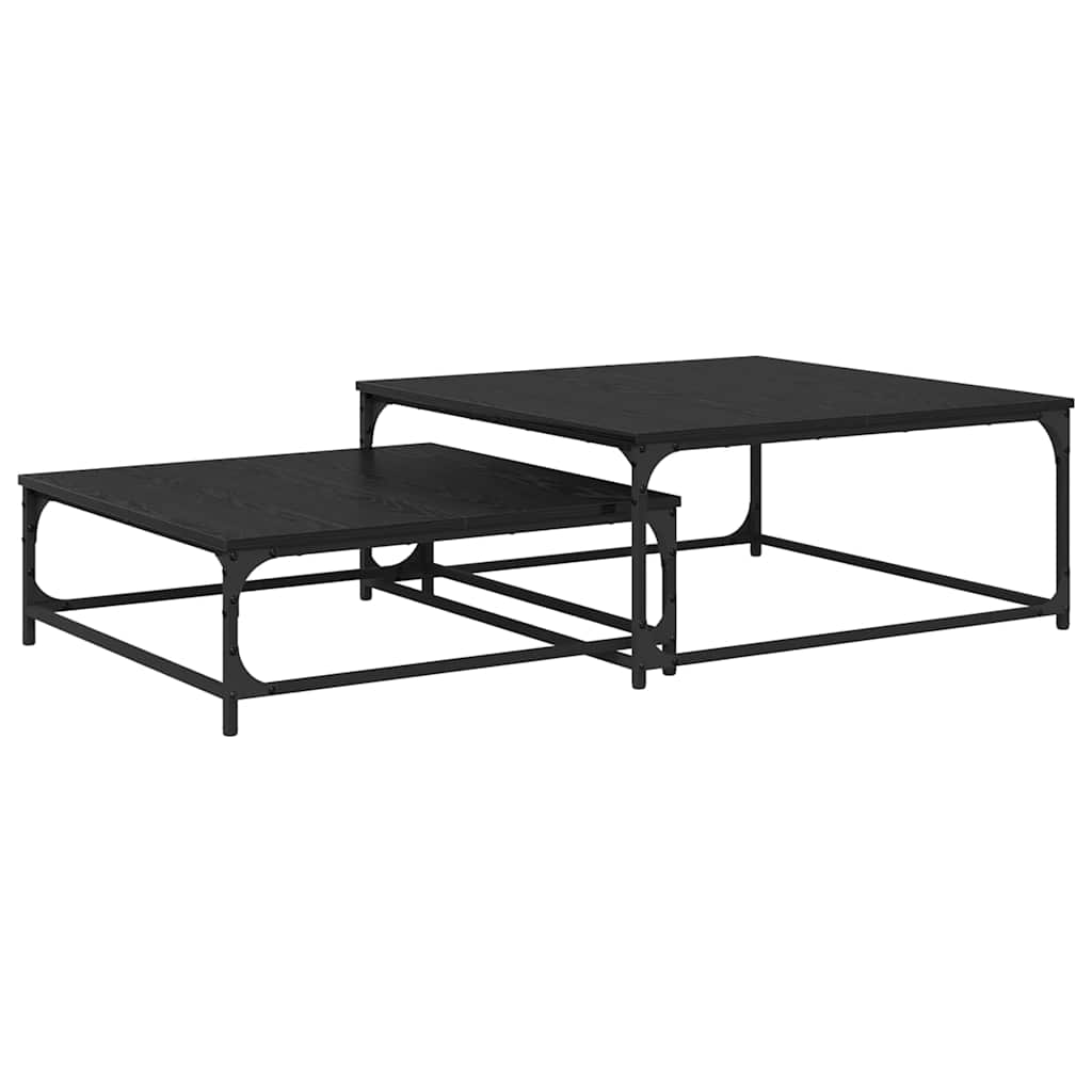 Coffee Table 2 pcs Black Oak 80 x 80 x 35 cm Engineered Wood