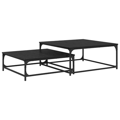Coffee Table 2 pcs Black Oak 80 x 80 x 35 cm Engineered Wood