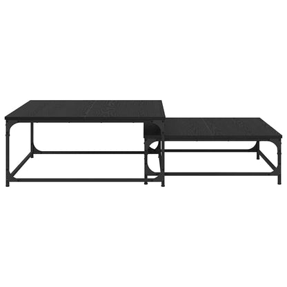 Coffee Table 2 pcs Black Oak 80 x 80 x 35 cm Engineered Wood