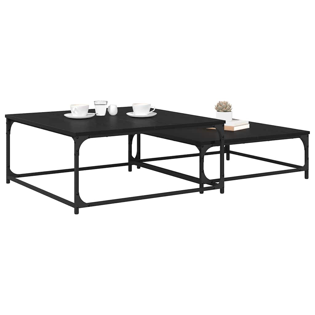 Coffee Table 2 pcs Black Oak 80 x 80 x 35 cm Engineered Wood