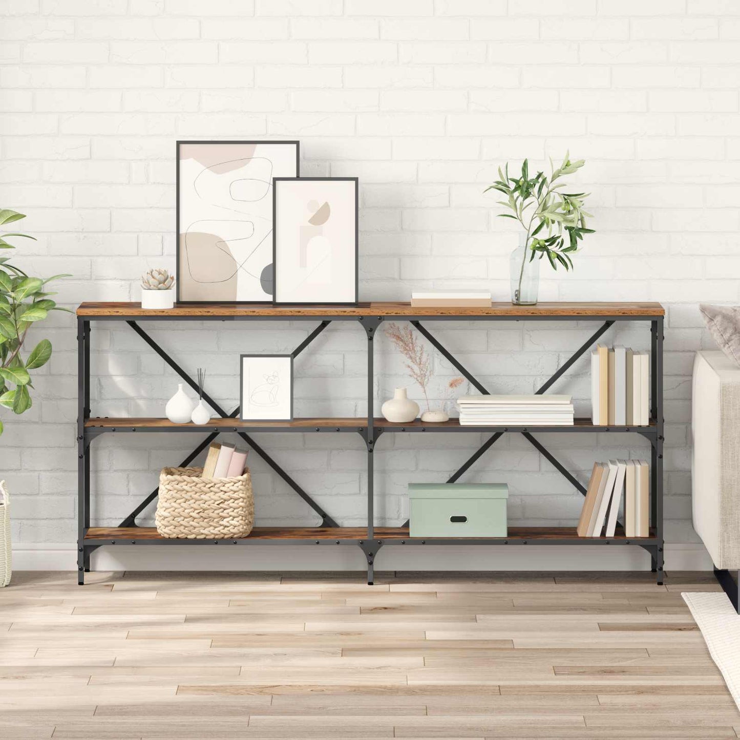 Console Table Old Wood 160 x 30 x 75 cm Engineered Wood