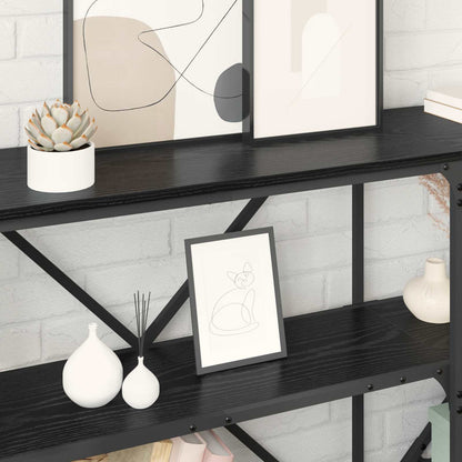 Console Table Black Oak 160 x 30 x 75 cm Engineered Wood