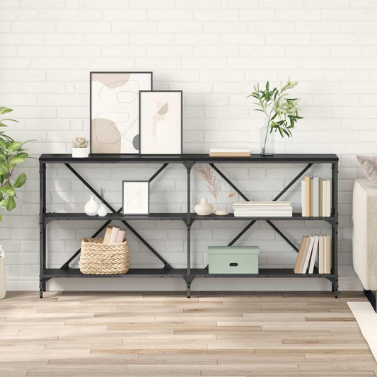 Console Table Black Oak 160 x 30 x 75 cm Engineered Wood