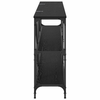 Console Table Black Oak 180 x 30 x 75 cm Engineered Wood