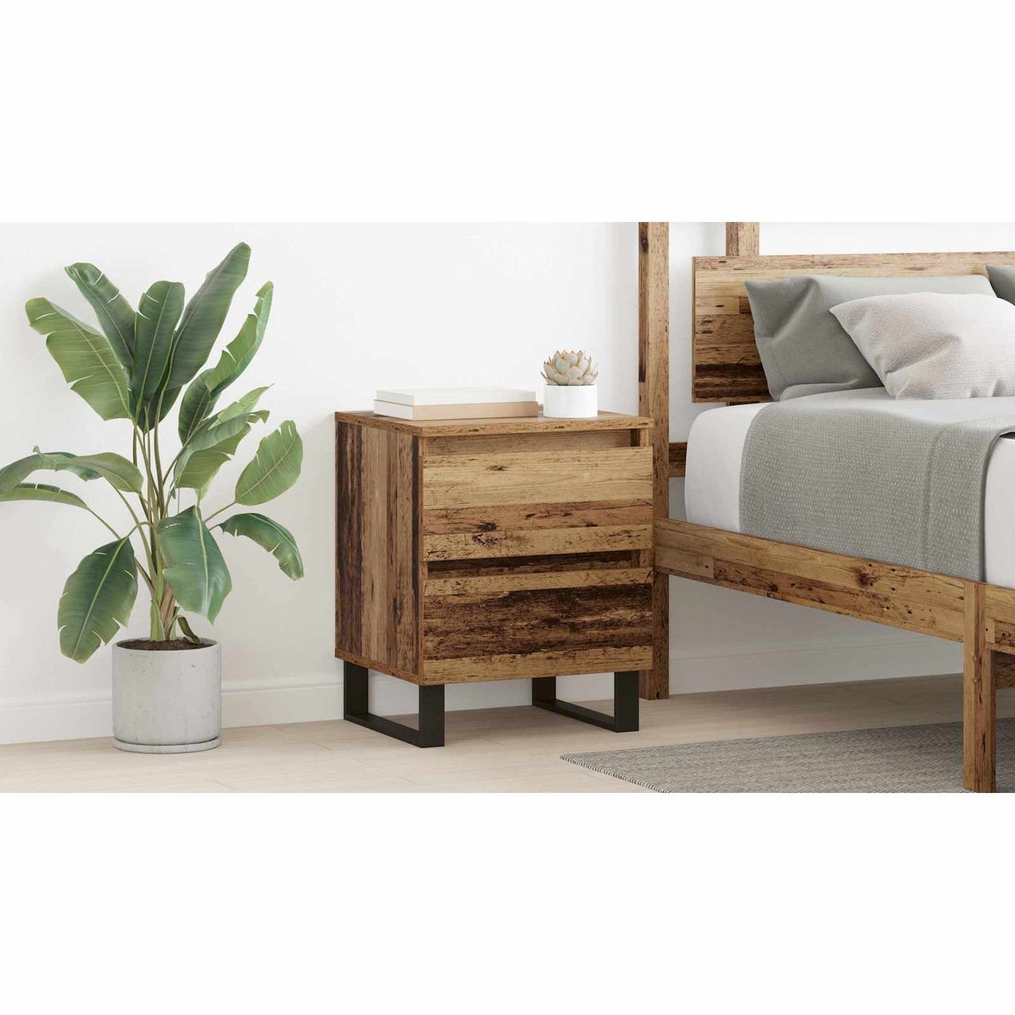 Bedside Cabinet Old Wood 40 x 35 x 50 cm Engineered Wood