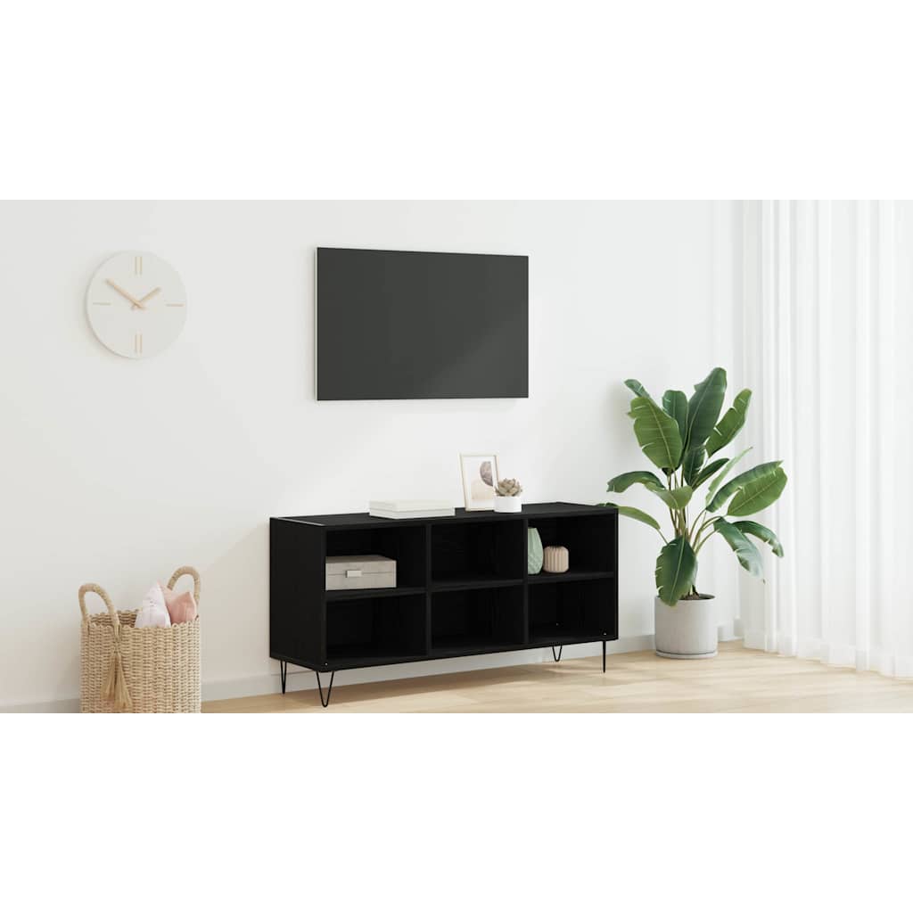 TV Cabinet Black Oak 103.5 x 30 x 50 cm Engineered Wood