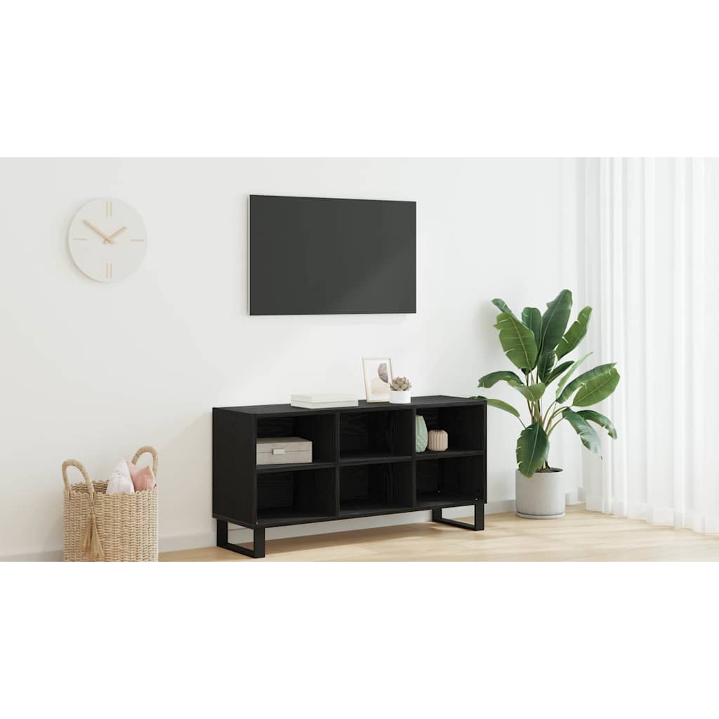 TV Cabinet Black Oak 103.5 x 30 x 50 cm Engineered Wood