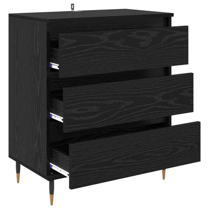 Sideboard with Drawer Black Oak 60 x 35 x 70 cm Engineered Wood