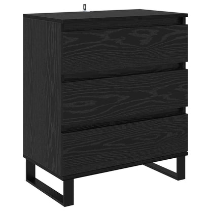 Sideboard with Drawer Black Oak 60 x 35 x 70 cm Engineered Wood