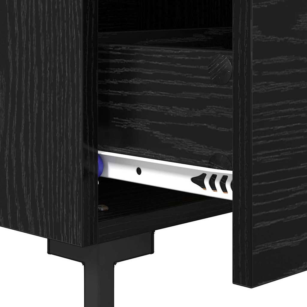 Bedside Cabinet with Drawer 2 pcs Black Oak 40 x 35 x 47.5 cm