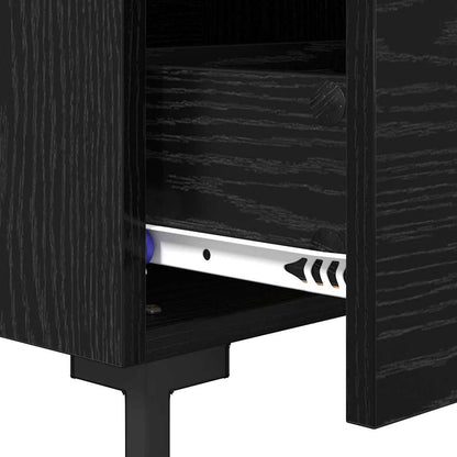 Bedside Cabinet with Drawer 2 pcs Black Oak 40 x 35 x 47.5 cm