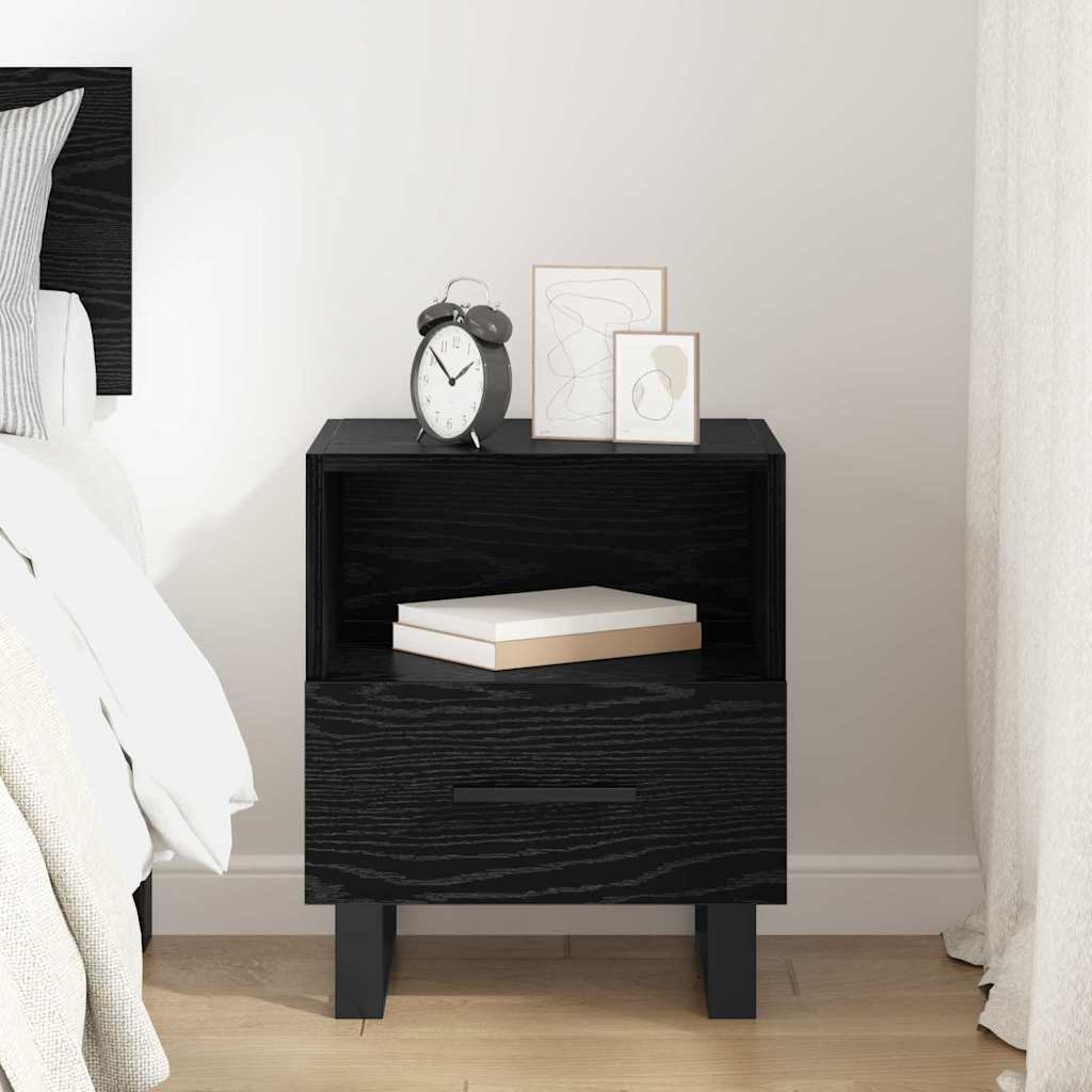 Bedside Cabinet Black Oak 40 x 35 x 47.5 cm Engineered Wood