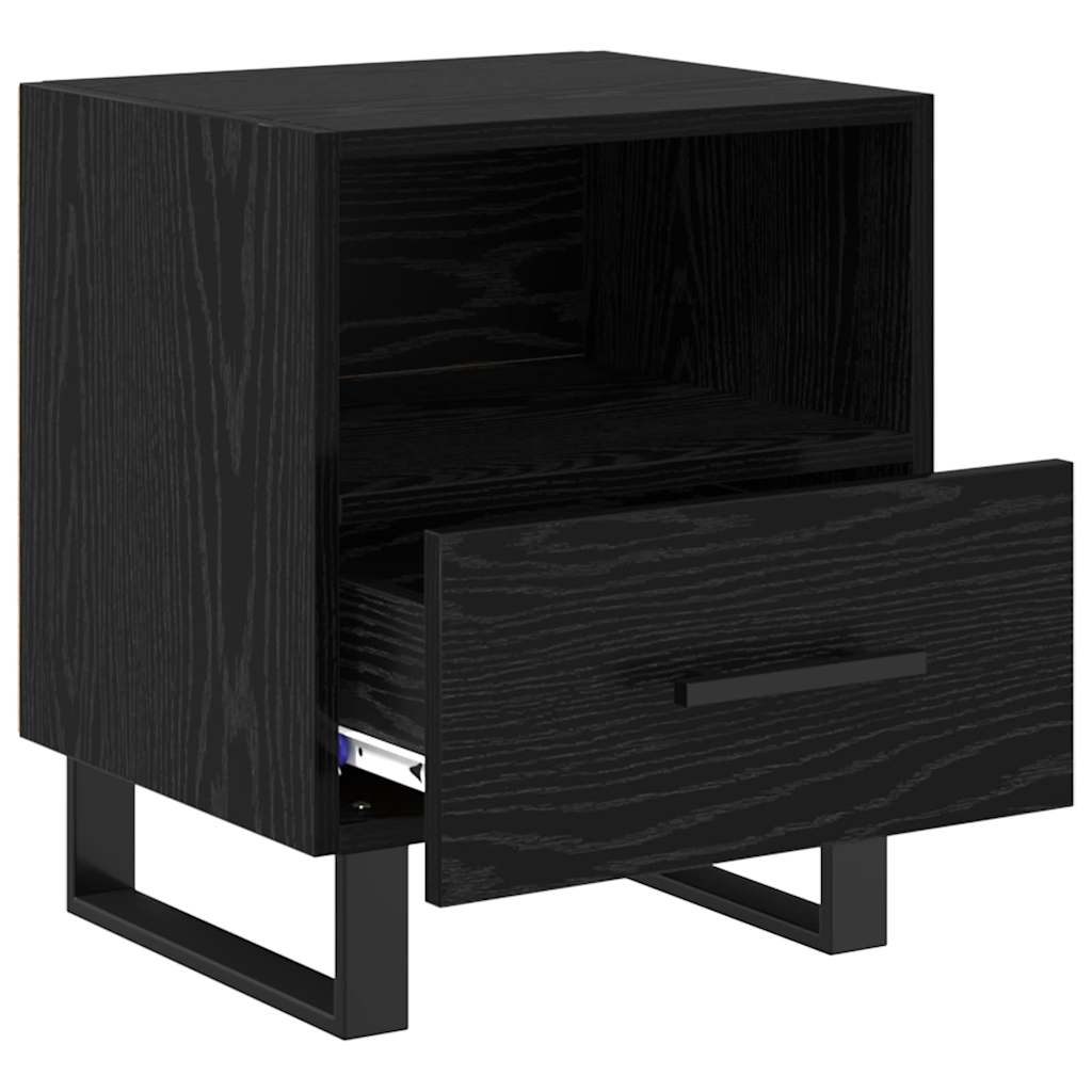 Bedside Cabinet with Drawer 2 pcs Black Oak 40 x 35 x 47.5 cm