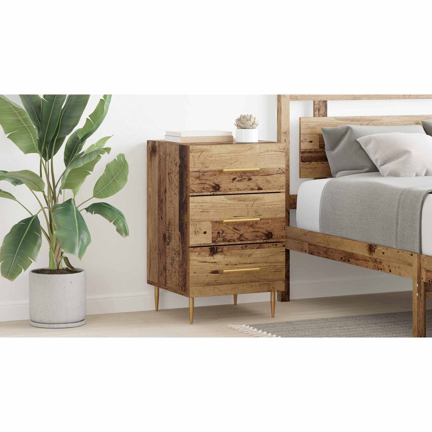 Bedside Cabinet Old Wood 40 x 40 x 66 cm Engineered Wood