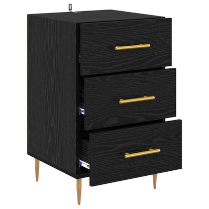 Bedside Cabinet Black Oak 40 x 40 x 66 cm Engineered Wood