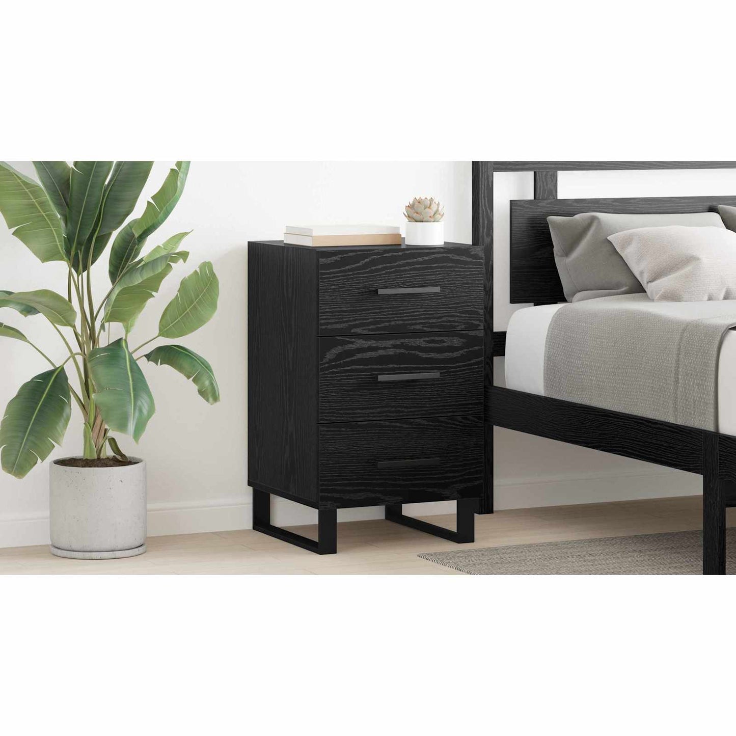 Bedside Cabinet Black Oak 40 x 40 x 66 cm Engineered Wood