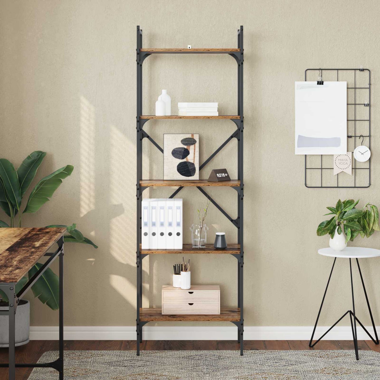 Bookcase 5-Tier 56 x 32 x 174 cm Engineered Wood Old Wood