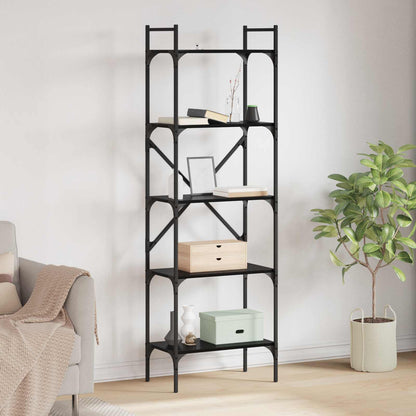 Bookcase 5-Tier 56 x 32 x 174 cm Engineered Wood Black Oak