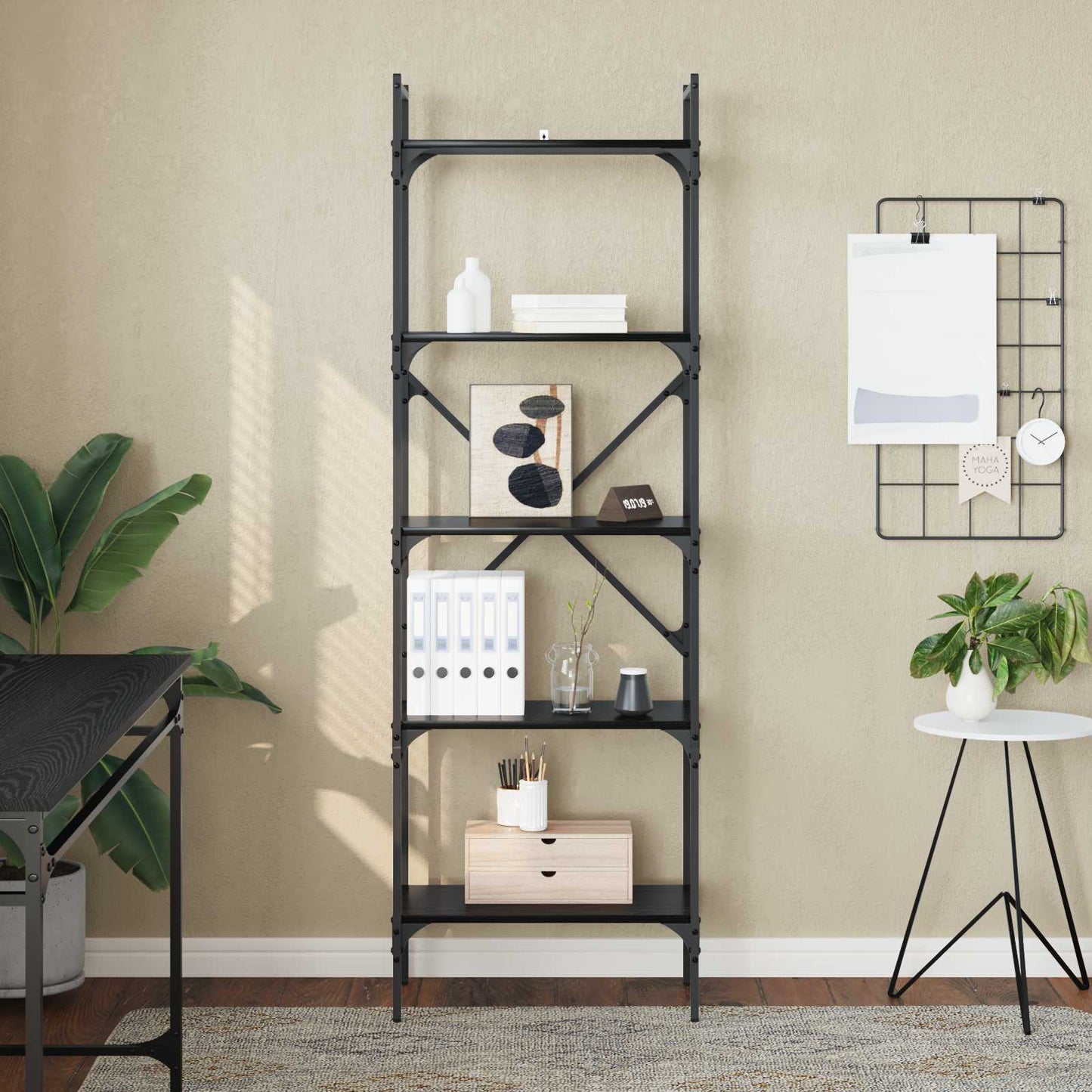 Bookcase 5-Tier 56 x 32 x 174 cm Engineered Wood Black Oak