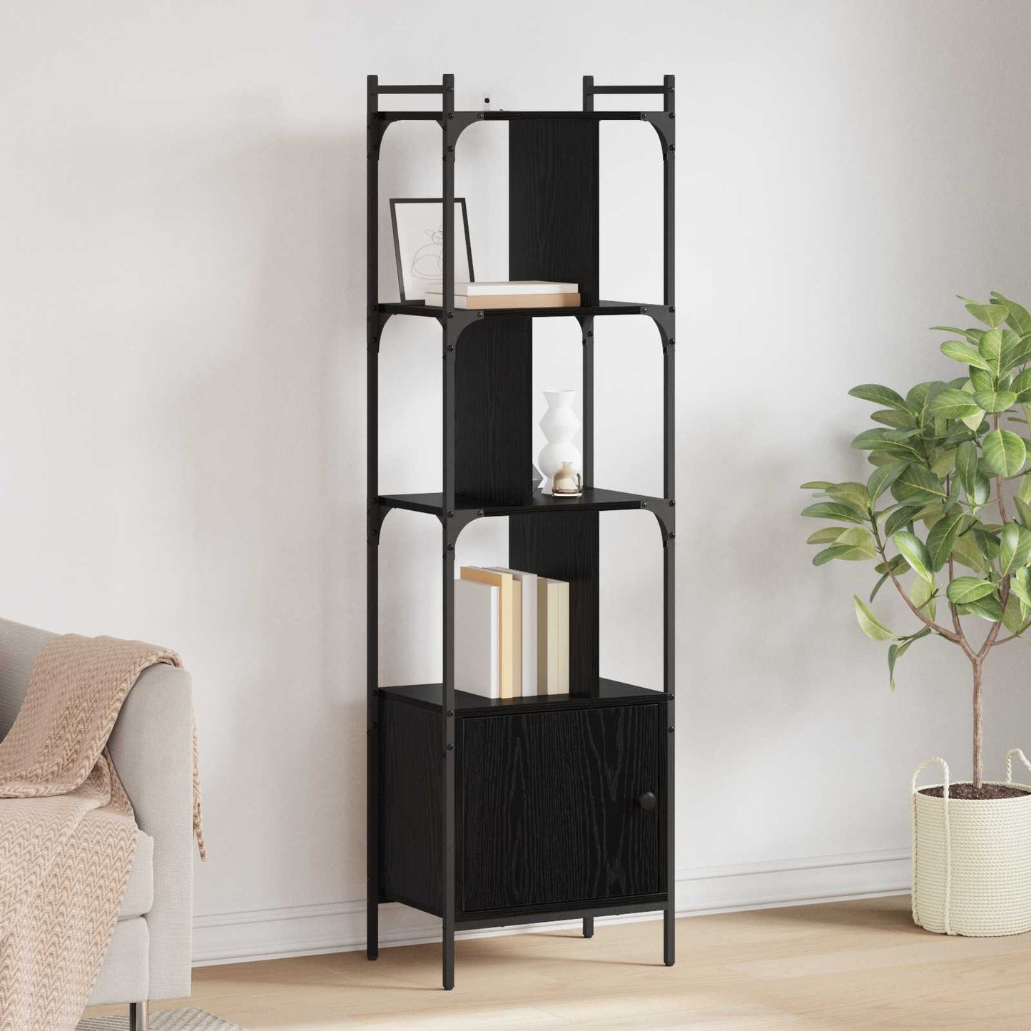 Bookcase Black Oak 44.5 x 30 x 154.5 cm Engineered Wood