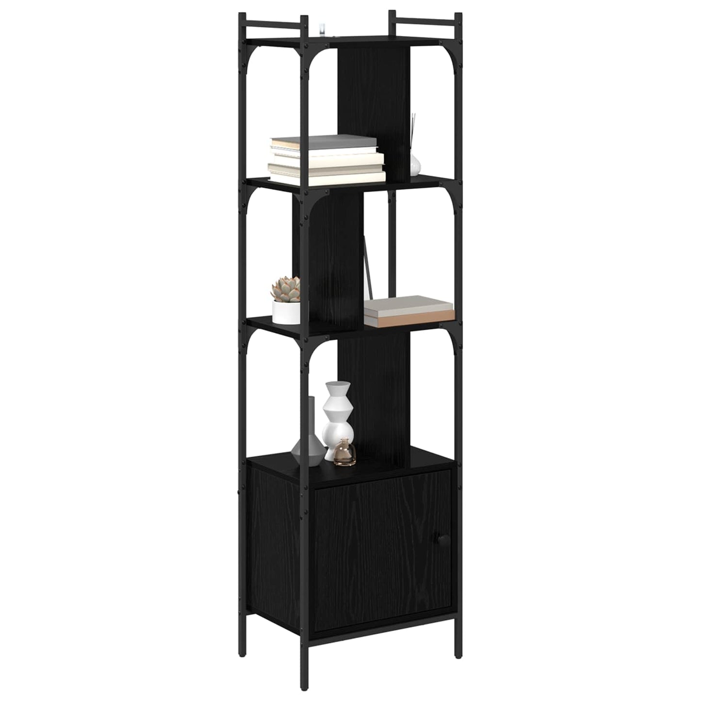 Bookcase Black Oak 44.5 x 30 x 154.5 cm Engineered Wood