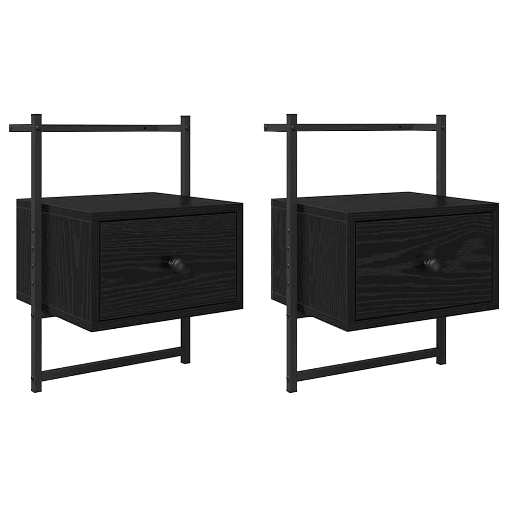 Bedside Cabinet 2 pcs Black Oak 35 x 30 x 51 cm Engineered Wood