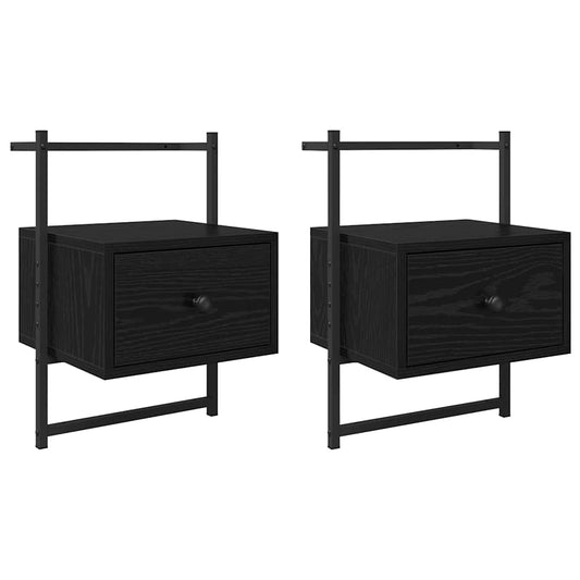 Bedside Cabinet 2 pcs Black Oak 35 x 30 x 51 cm Engineered Wood