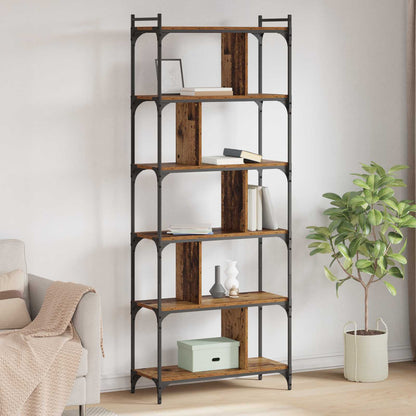 Bookcase 5-Tier 76 x 32 x 192 cm Engineered Wood Old wood