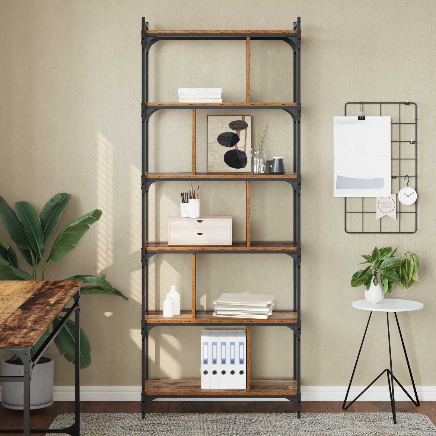 Bookcase 5-Tier 76 x 32 x 192 cm Engineered Wood Old wood