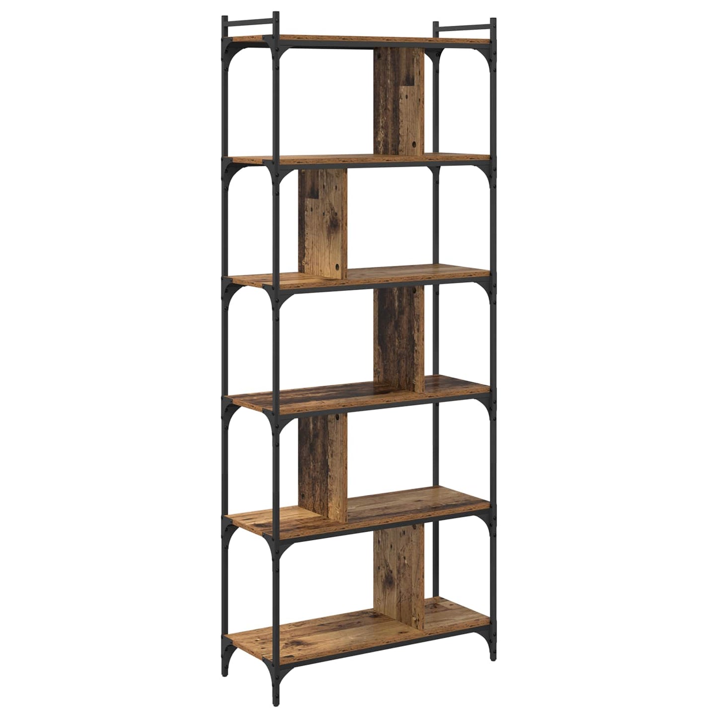 Bookcase 5-Tier 76 x 32 x 192 cm Engineered Wood Old wood