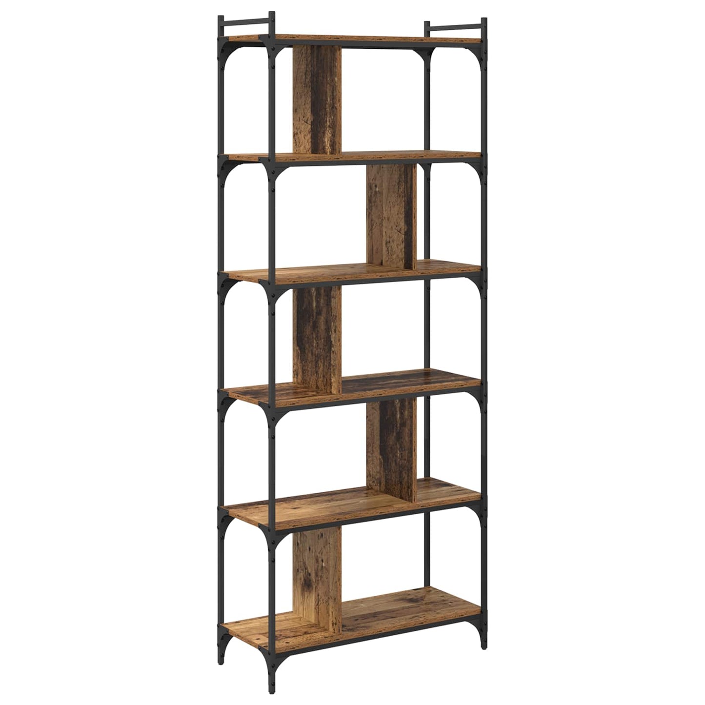Bookcase 5-Tier 76 x 32 x 192 cm Engineered Wood Old wood