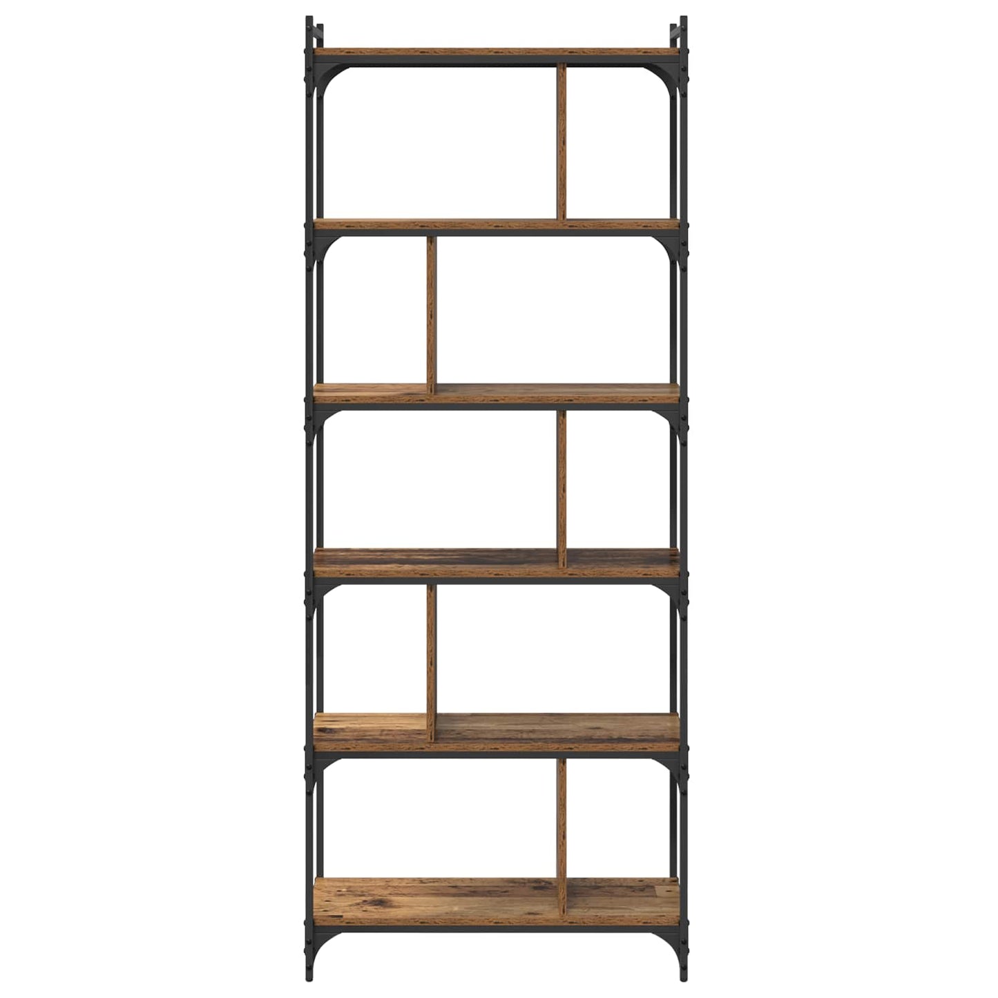 Bookcase 5-Tier 76 x 32 x 192 cm Engineered Wood Old wood