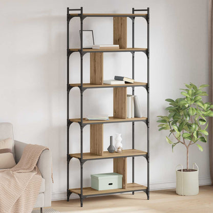 Bookcase 5-Tier 76 x 32 x 192 cm Engineered Wood Artisan oak