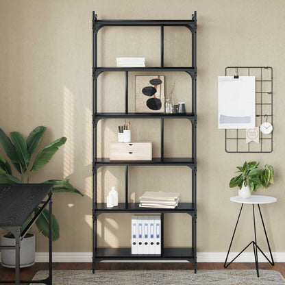 Bookcase 5-Tier 76 x 32 x 192 cm Engineered Wood Black oak