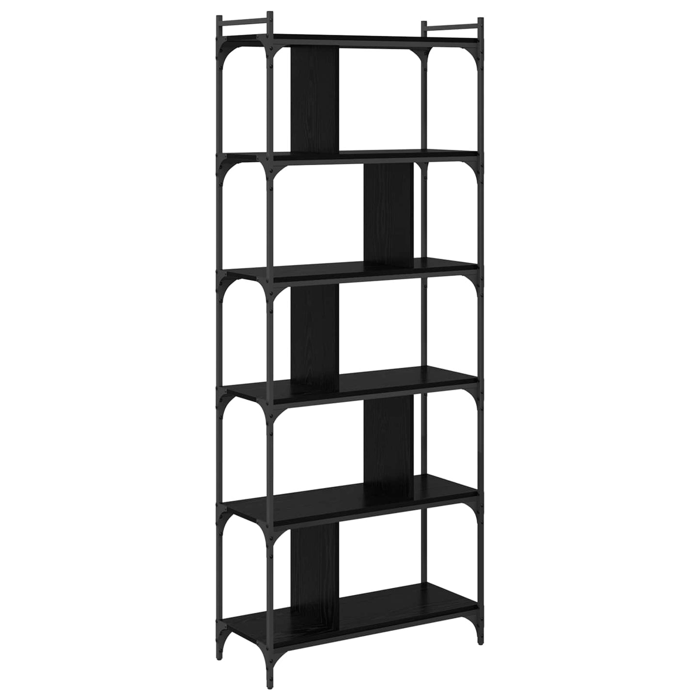 Bookcase 5-Tier 76 x 32 x 192 cm Engineered Wood Black oak