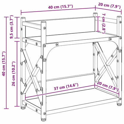 Printer Stand Black Oak 40 x 20 x 40 cm Engineered Wood