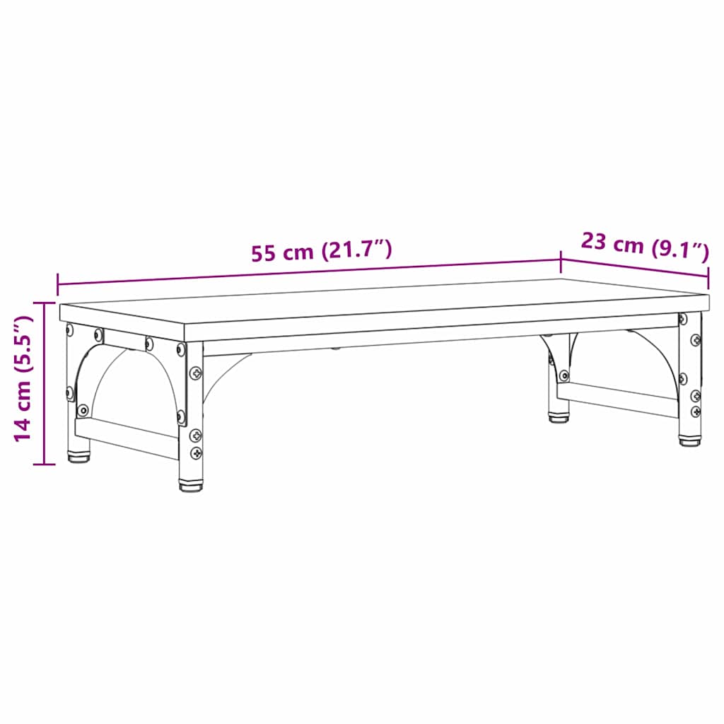 Monitor Stand Old Wood 55 x 23 x 14 cm Engineered Wood
