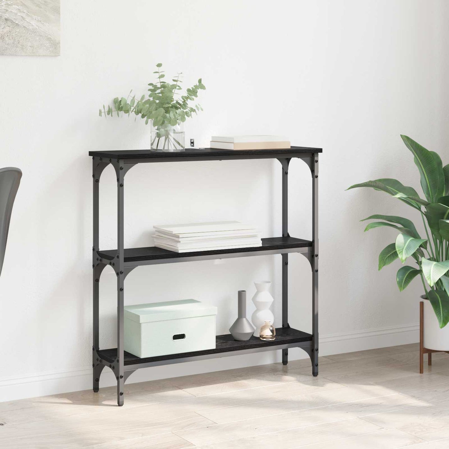 Console Table Black Oak 75 x 22.5 x 75 cm Engineered Wood