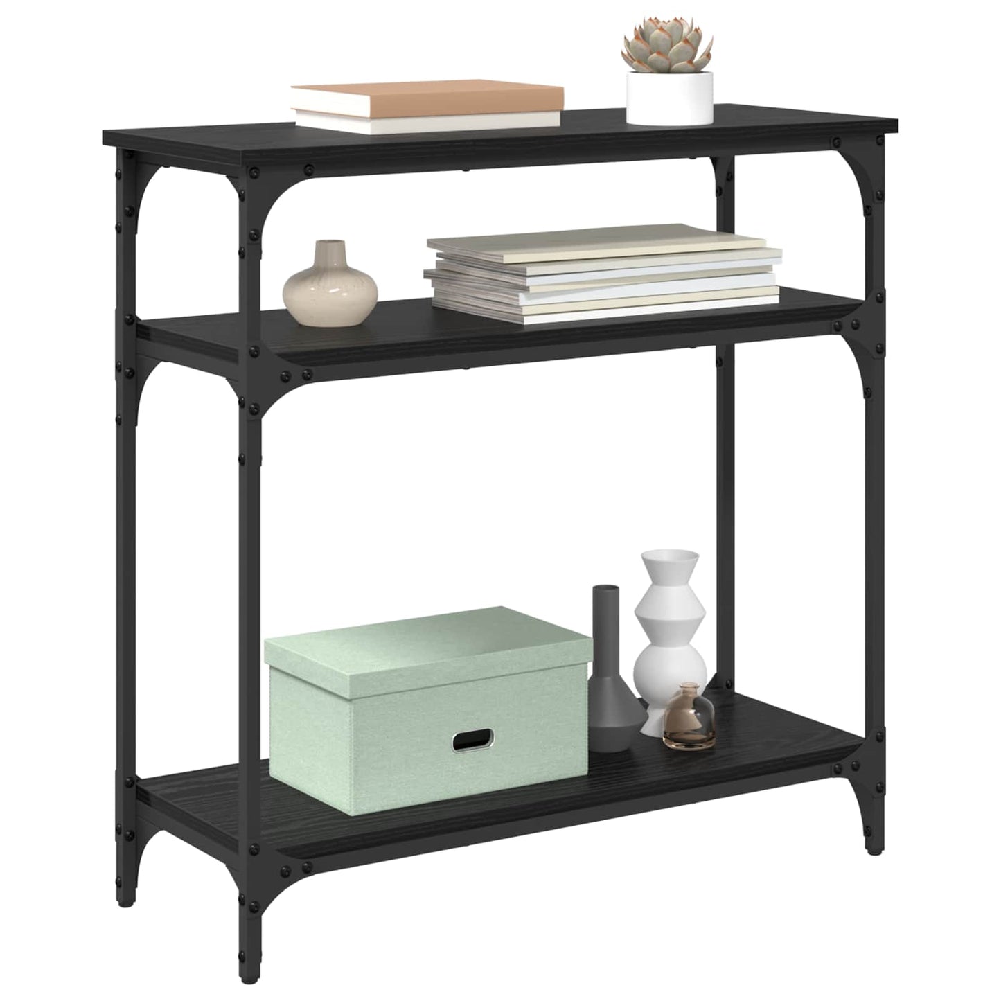 Console Table Black Oak 75 x 29 x 75 cm Engineered Wood