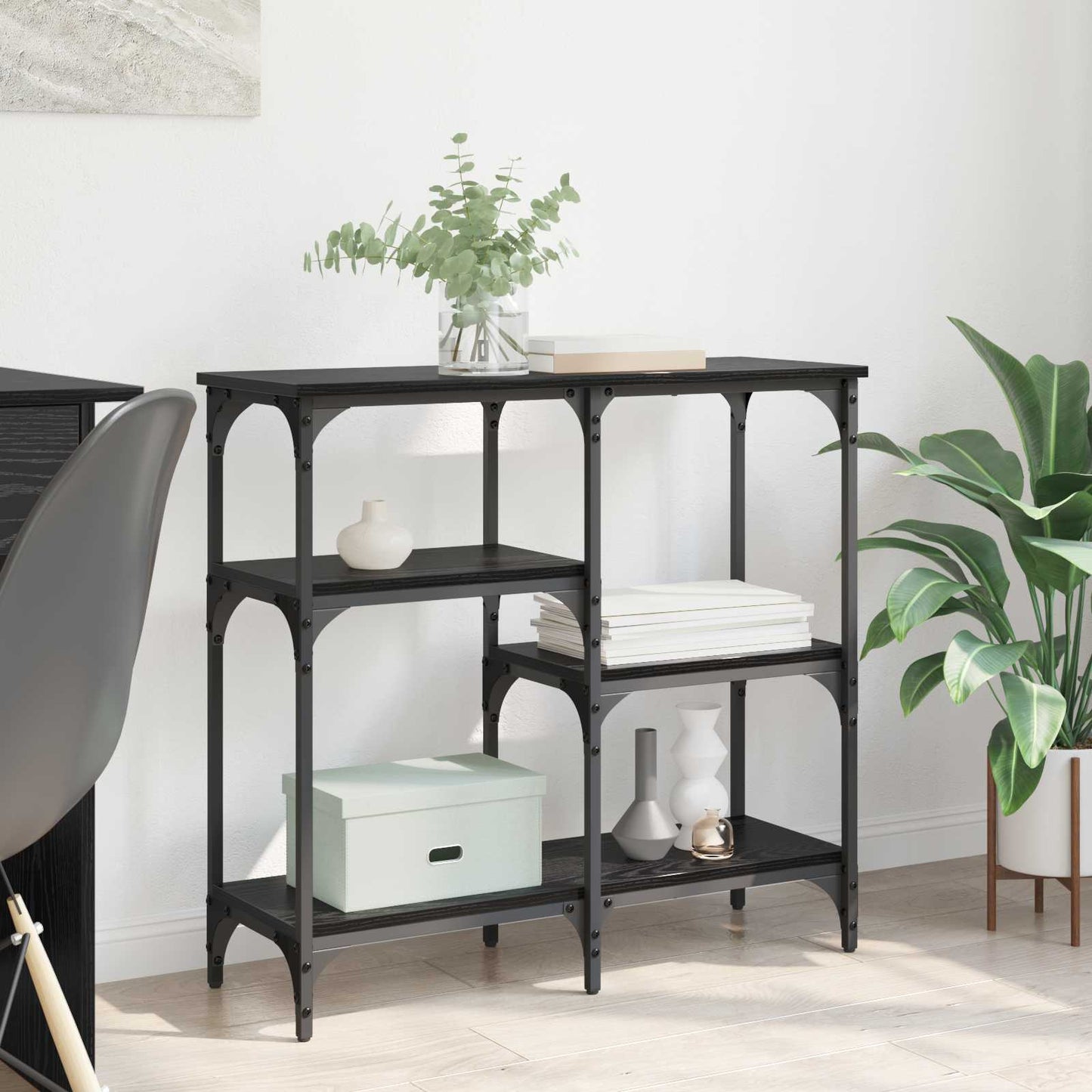 Console Table Black Oak 80 x 29 x 75 cm Engineered Wood