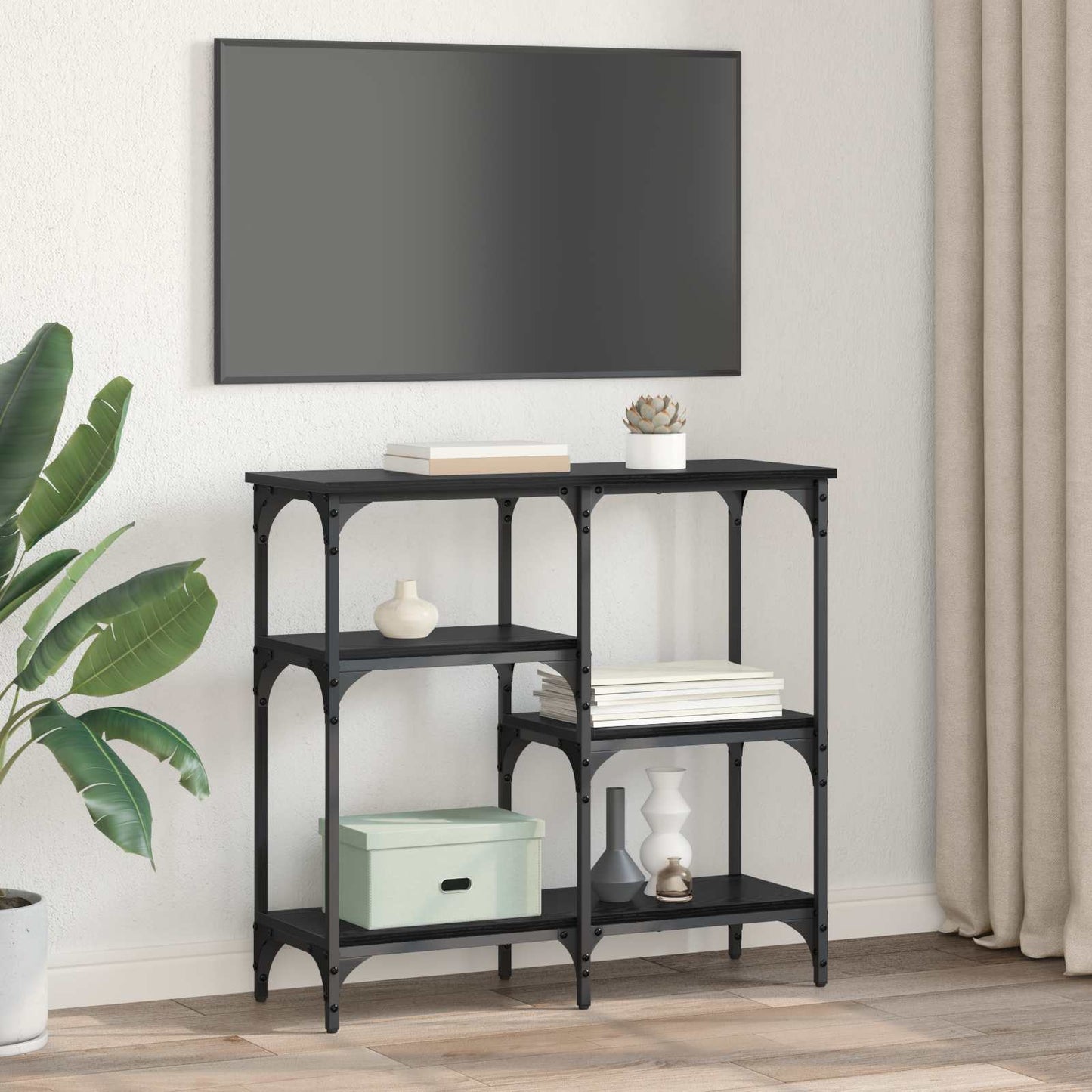 Console Table Black Oak 80 x 29 x 75 cm Engineered Wood