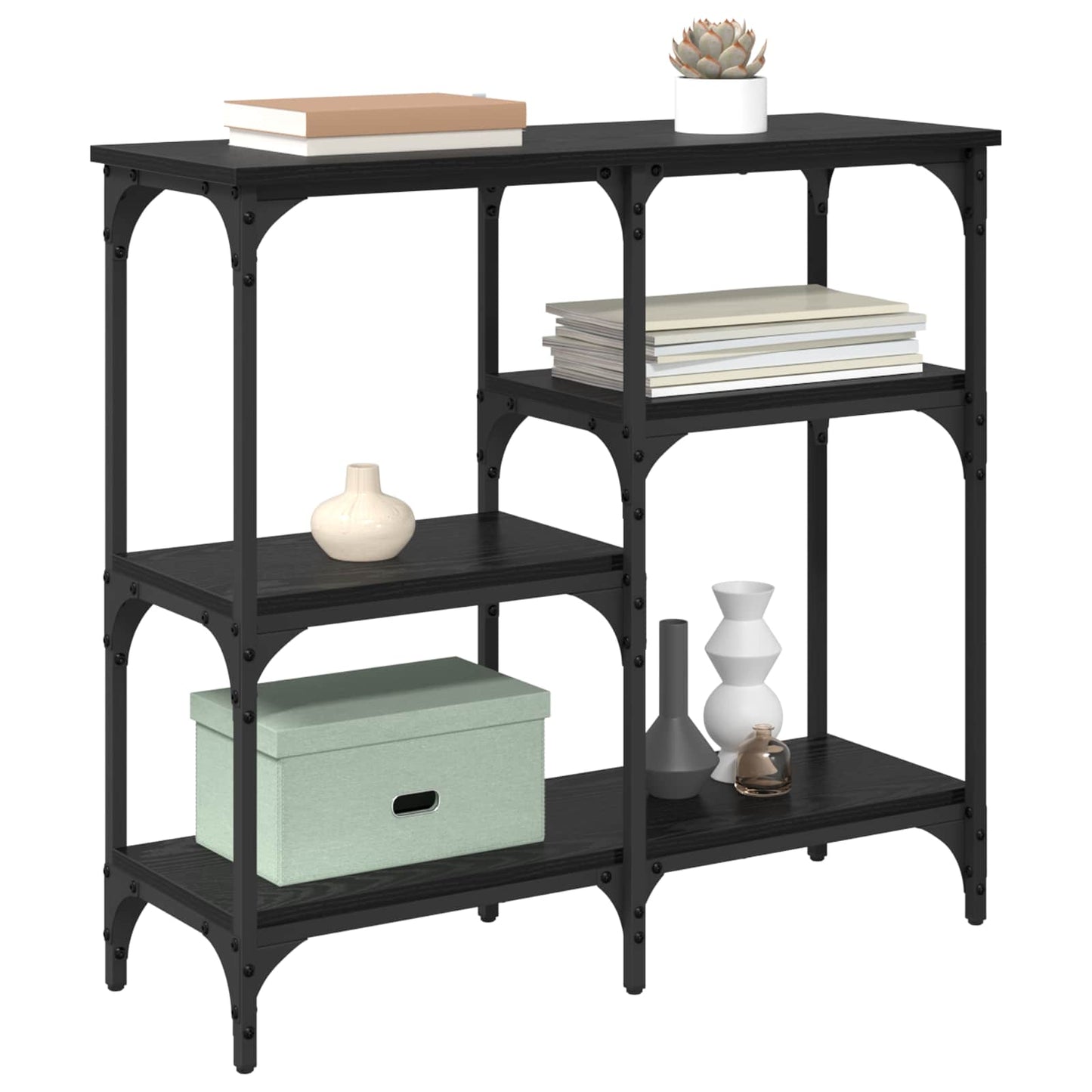 Console Table Black Oak 80 x 29 x 75 cm Engineered Wood