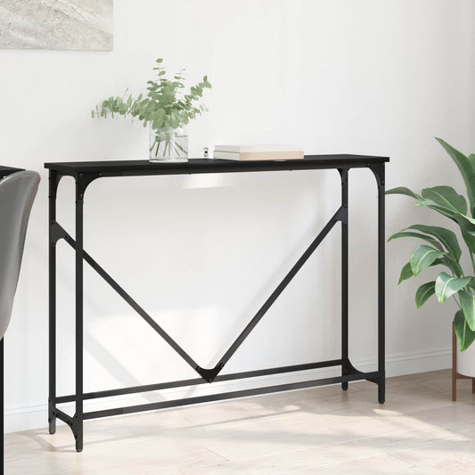 Console Table Black Oak 102 x 23 x 75 cm Engineered Wood
