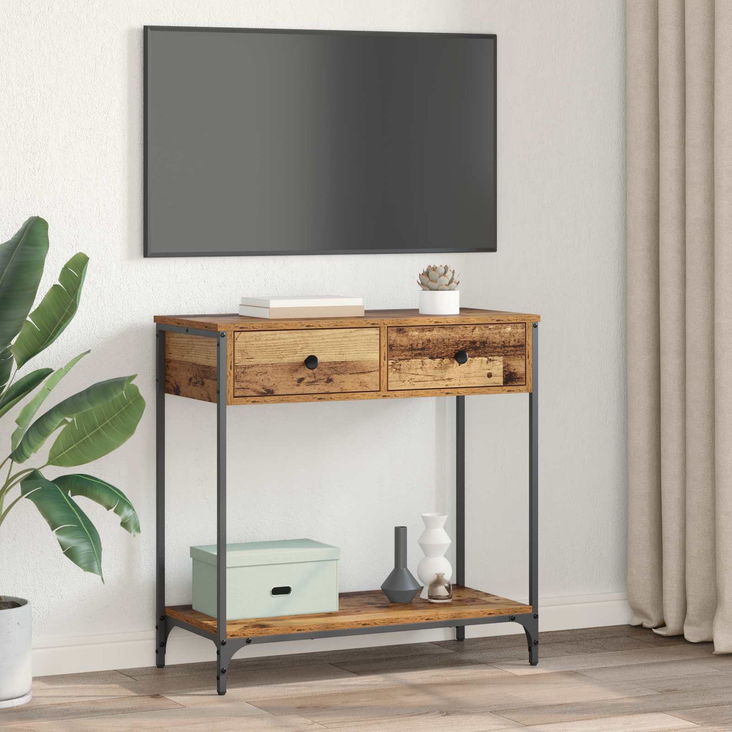 Console Table Old Wood 75 x 34.5 x 75 cm Engineered Wood