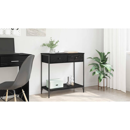 Console Table Black Oak 75 x 34.5 x 75 cm Engineered Wood