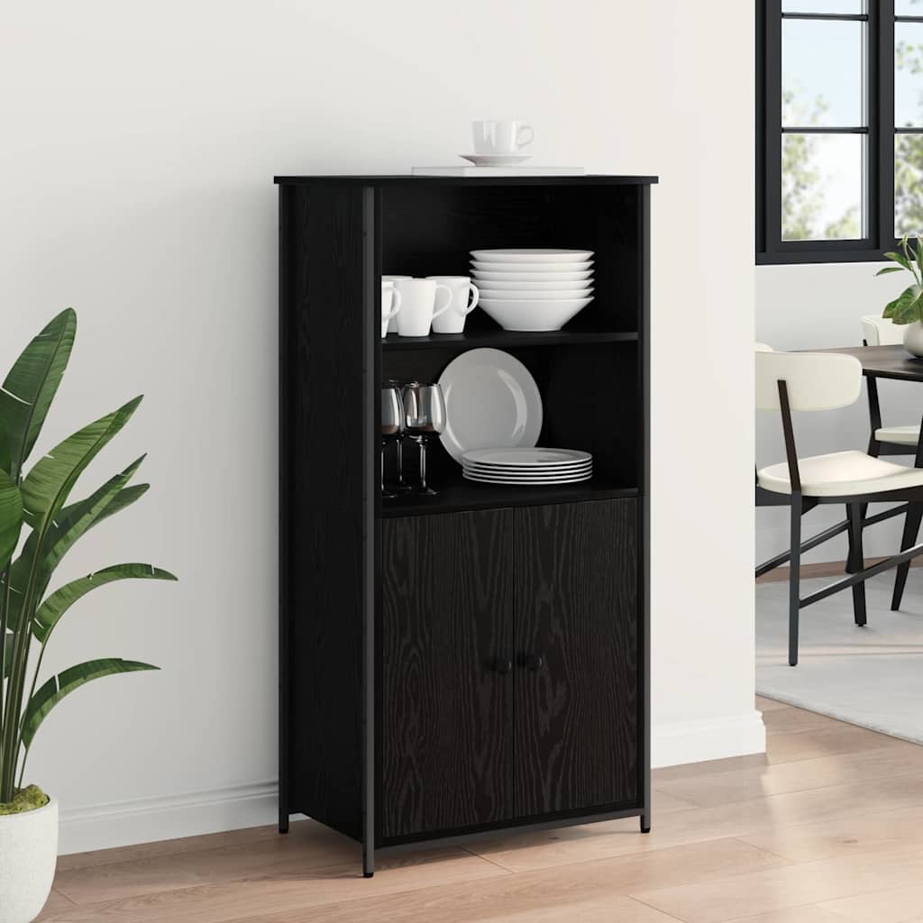 Highboard Black Oak 62 x 36 x 121.5 cm Engineered Wood