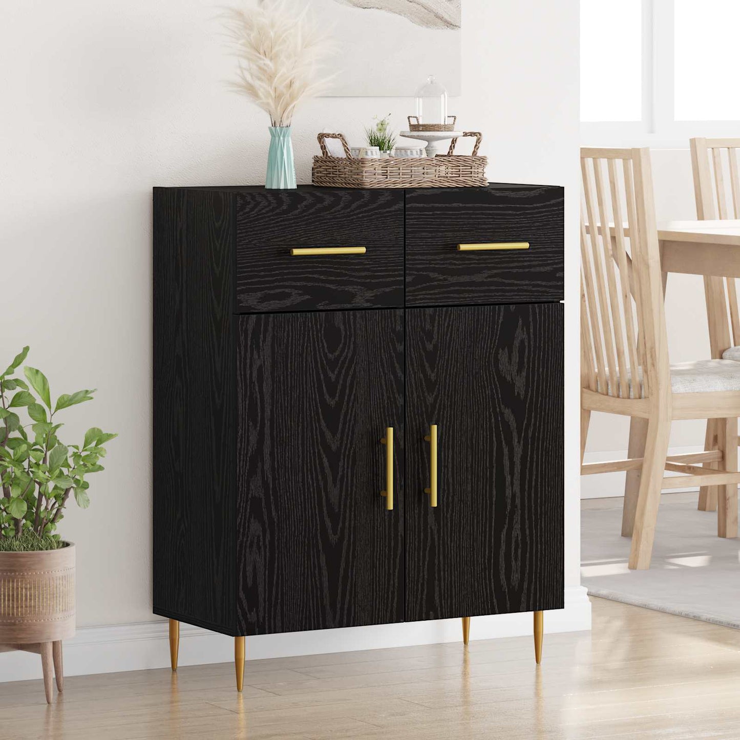 Sideboard Black Oak 69.5 x 34 x 90 cm Engineered Wood