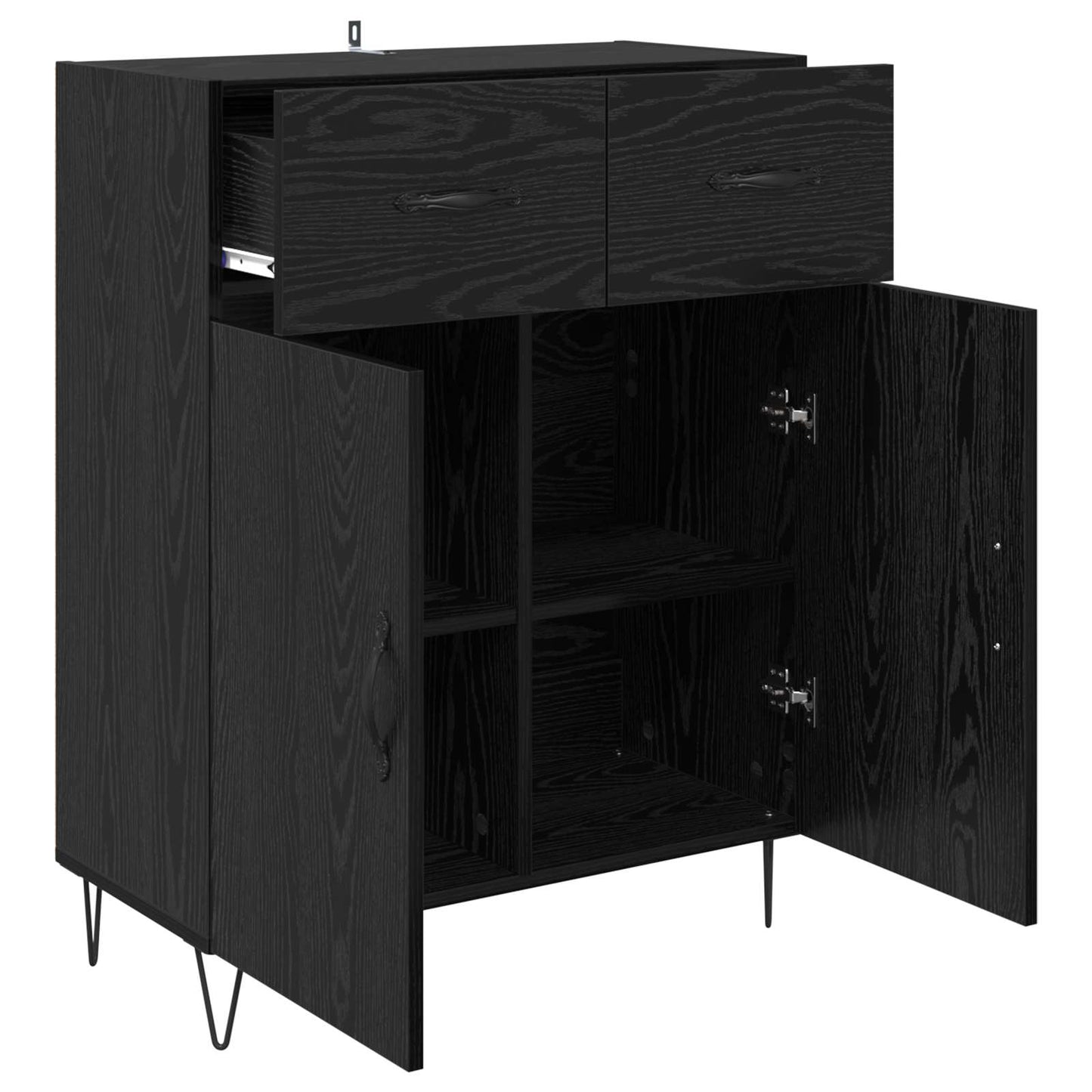 Sideboard Black Oak 69.5 x 34 x 90 cm Engineered Wood