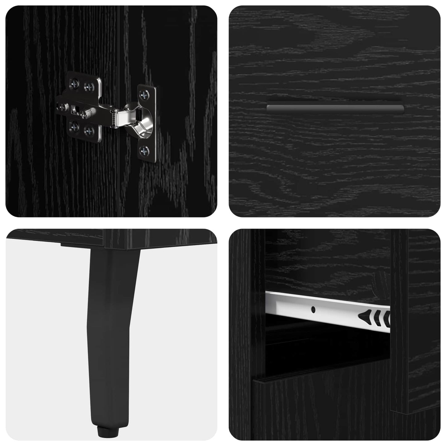 Sideboard Black Oak 69.5 x 34 x 90 cm Engineered Wood